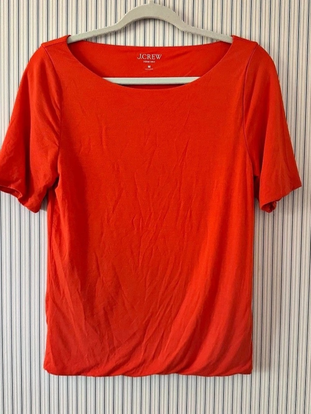 J Crew FormKnit Boatneck Elbow Sleeve Top Tee Shirt Guarana Orange Red Women’s M
